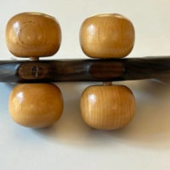 Vintage Wooden Whale Pusher Toy Rolling Wheels Googly Eyes Massager - Picture 6 of 8